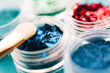 closeup of sparkling glitter eyeshadow set