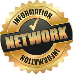 golden shiny vintage network 3D vector icon seal sign button star with checkmark