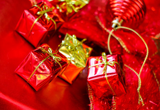 Christmas Present wrapped in red paper