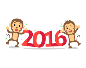Cartoon happy new monkey year 2016