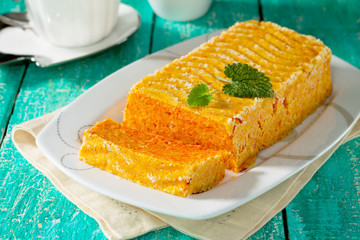 Carrot casserole with sour cream sweet cream