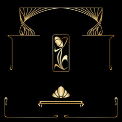 Vector set of art nouveau decorative elements.