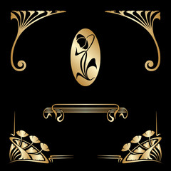 Vector set of art nouveau decorative elements.