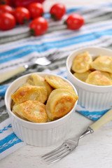 fried dumplings with potato and tomato