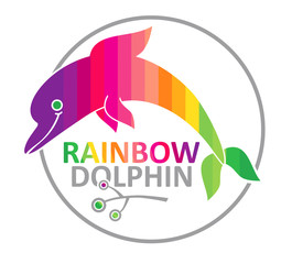 Rainbow dolphin - vector illustration.