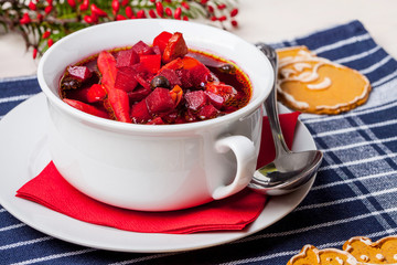 Ukrainian and russian national red borscht.