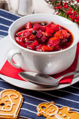 Ukrainian and russian national red borscht.
