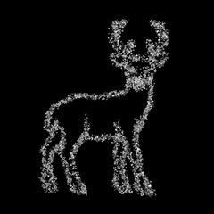Santa's reindeer of 150.000 snowflakes on a black background