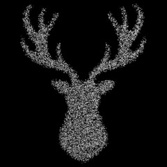 Santa's reindeer of 150.000 snowflakes on a black background