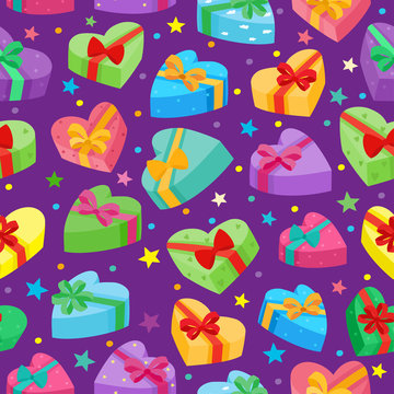 Valentines days presents collection. Vector seamless pattern of