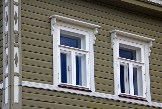 Windows on the wall of the house