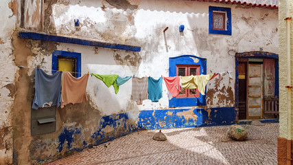 the drying linen on the street