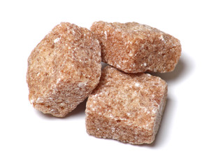  isolated pieces of cane sugar  on the white background