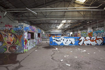 Abandonned industrial place with graffitis