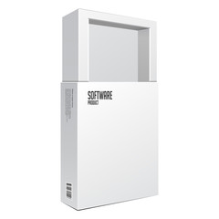 Opened White Modern Software Package Box For DVD, CD Disk Or Other Your Product EPS10
