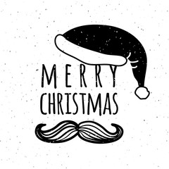 Hand sketched Merry Christmas logotype, badge/icon typography