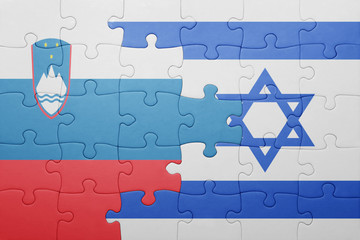 puzzle with the national flag of israel and slovenia