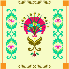 Decorative floral pattern with abstract flower and ornament/on a gentle yellow background is fabulous