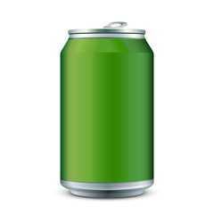 Green Metal Aluminum Beverage Drink Can 330ml. Ready For Your Design. Product Packing Vector EPS10 