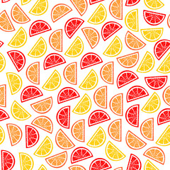Citrus seamless pattern. Slices of tropical fruits