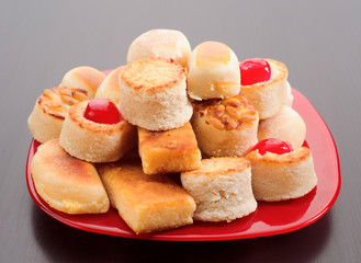 Red plate with marzipan Christmas
