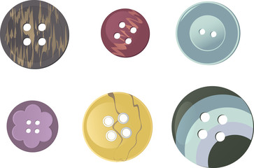 Set of realistic plastic buttons, EPS 8 vector illustration, no transparencies, no mesh
