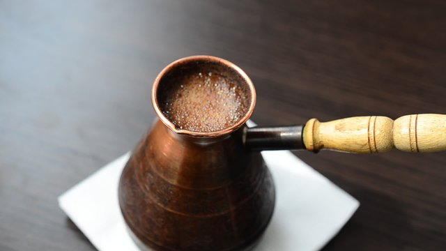 Old Metal Water Heater and a Gezve for Making Turkish Coffee, Copper Gezve  -  Sweden