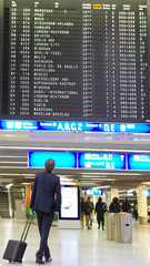 Traveller looking for flight schedule