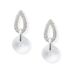 silver earrings with moonstone isolated on white