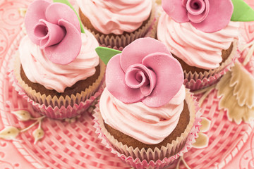 Vintage cupcakes an antique tray