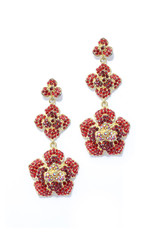 Earrings  red flowers on a white background