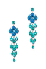 earrings with sapphire and aquamarine.. on white background