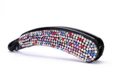 hair clip with rhinestones isolated on a white
