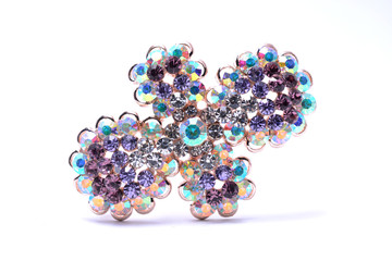 brooch of color stones isolated on white