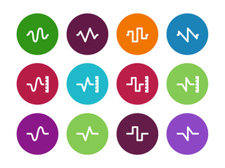 Sound  circle icons on white background.