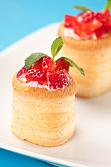 Fruit Tart with Fresh Cream in Puff Pastry