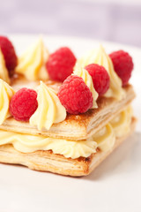 Fruit Tart with Fresh Cream in Puff Pastry