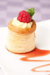 Fruit Tart with Fresh Cream in Puff Pastry