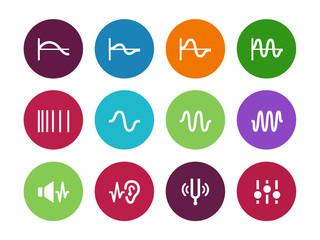 Fototapeta premium Music waves circle icons on white background.