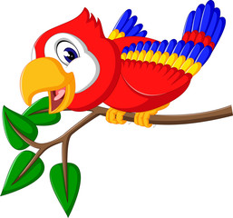 Naklejka premium illustration of Cartoon cute parrot