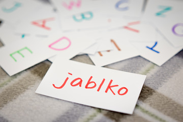 Czech; Learning the New Word with the Alphabet Cards; Writing AP