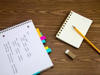 Polish; Learning New Language Writing Words on the Notebook