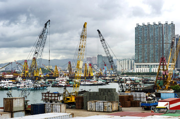 Fototapeta na wymiar industrial port with containers