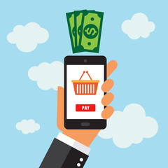Móvil Smartphone, app pagar en tienda online