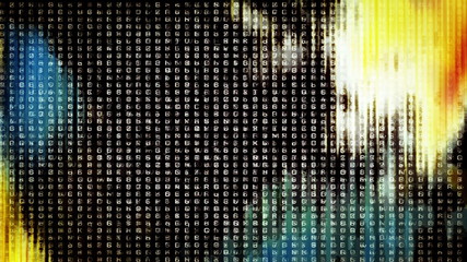 Video Background 2086: Abstract digital data forms pulse and flicker (Video Loop).