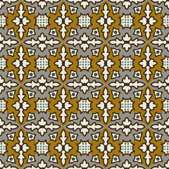 Seamless background image of vintage brown colorful kaleidoscope pattern.

