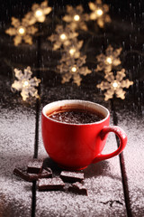 Obraz na płótnie Canvas Hot chocolate and chocolate pieces.