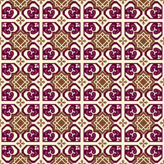 Fototapeta premium Seamless background image of vintage purple heart star geometry pattern. 