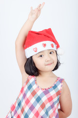 little Asian girl in Santa hat
