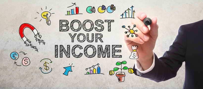 Businessman drawing Boost Your Income concept